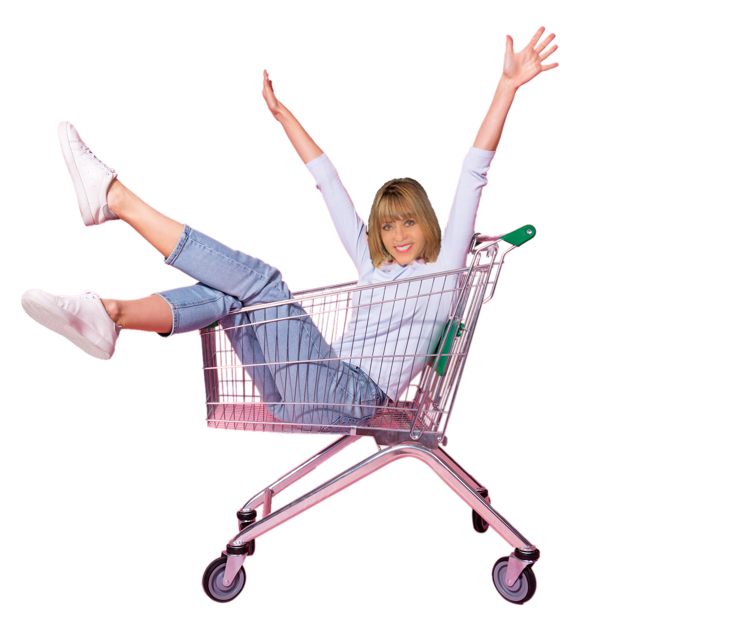 Heber AZ Realtor Teri Meacham in a shopping cart
