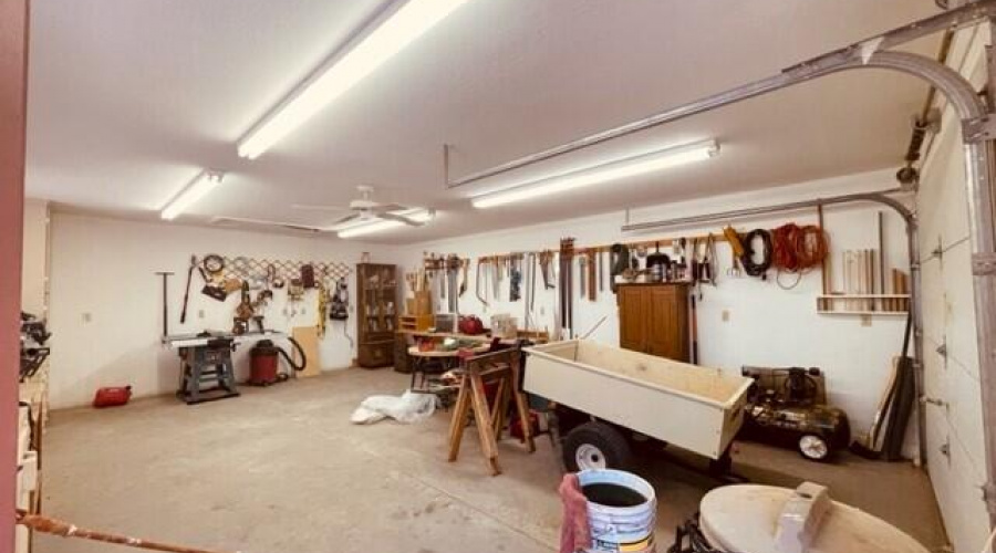 workshop area in detached garage