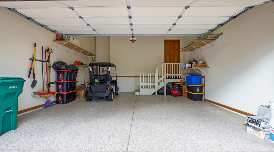 Garage with epoxy floor