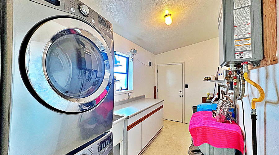 Laundry Room; on-demand water heater.