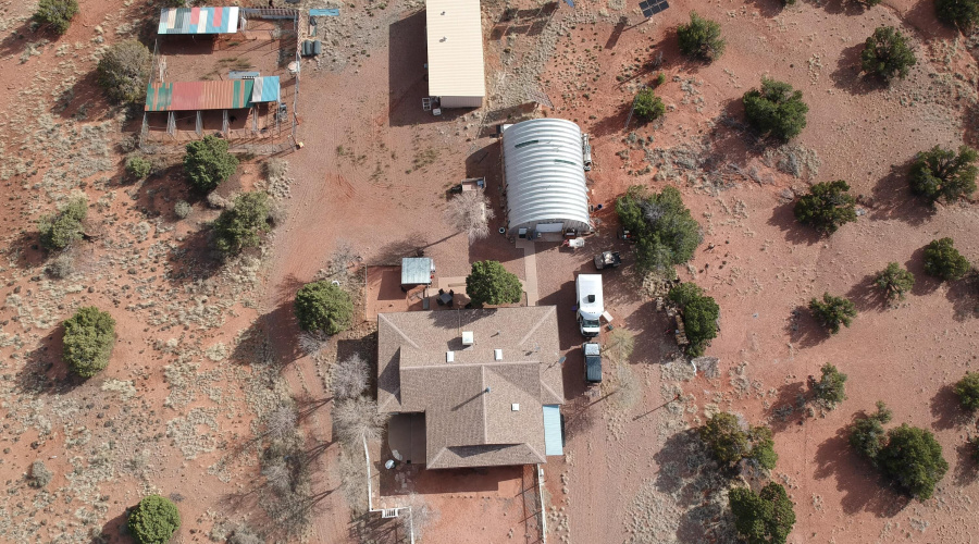 Aerial view #2 of house and structures.