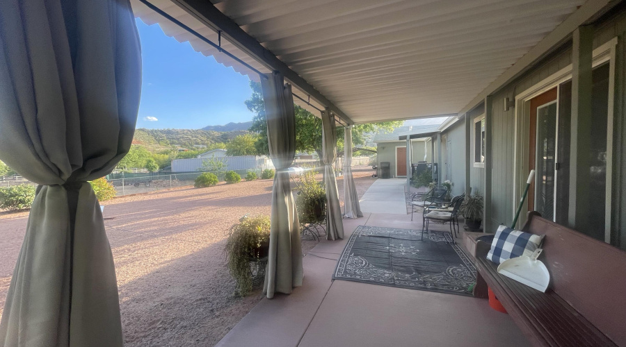 Patio draped for privacy