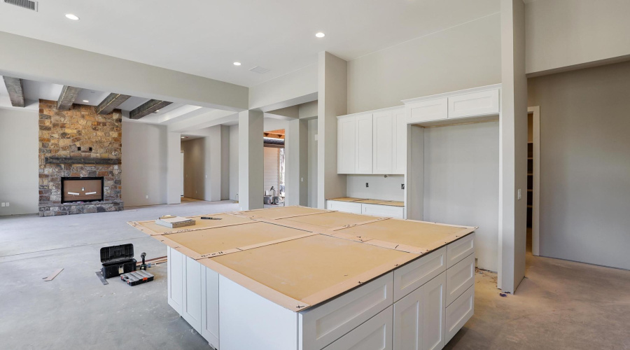 Large Kitchen Island and Breakfast Bar