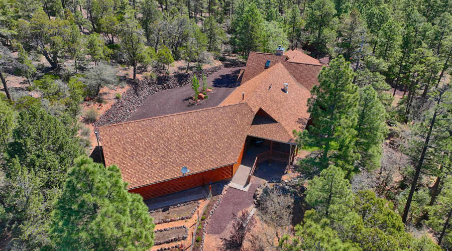 Aerial View of House with Gardens