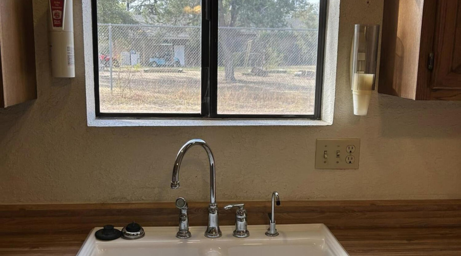 kitchen sink and window looking west