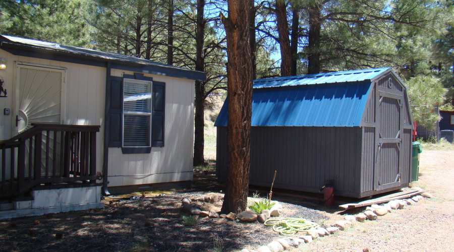 Storage shed on property