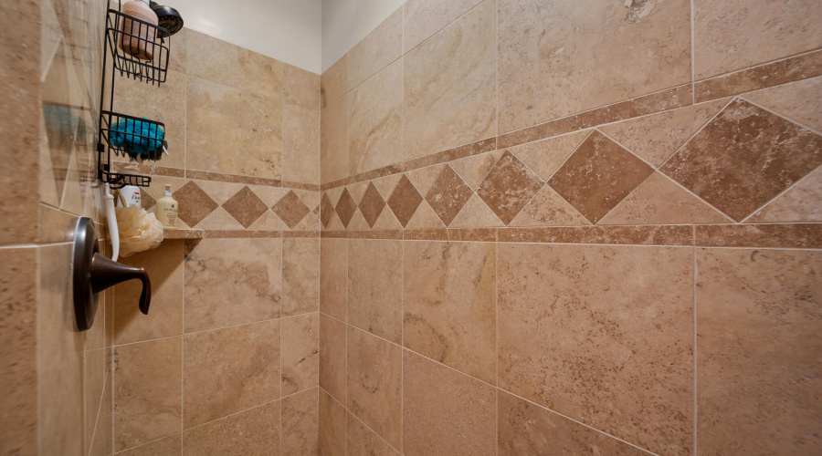 Guest Travertine Walk-in Shower