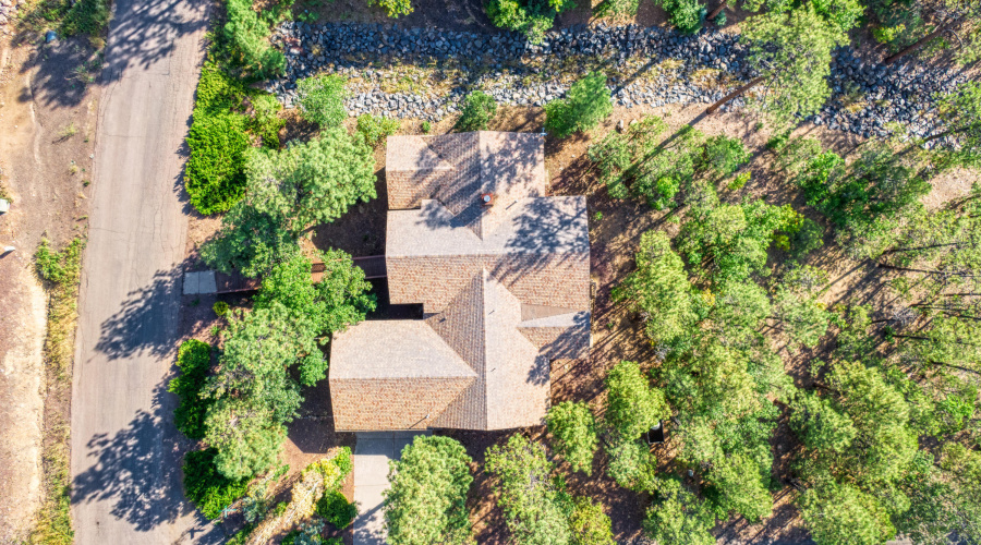 Aerial - Heavily Treed Corner Lot