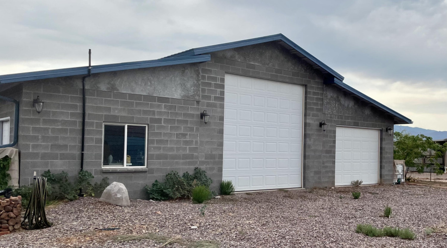 Garage with 13 ft drive thru doors