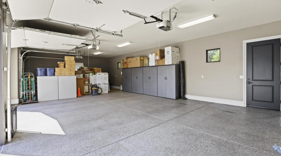 Garage with Built in Cabinets