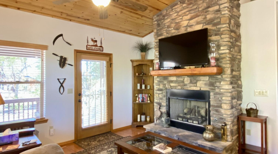 Stacked Stone Fireplace