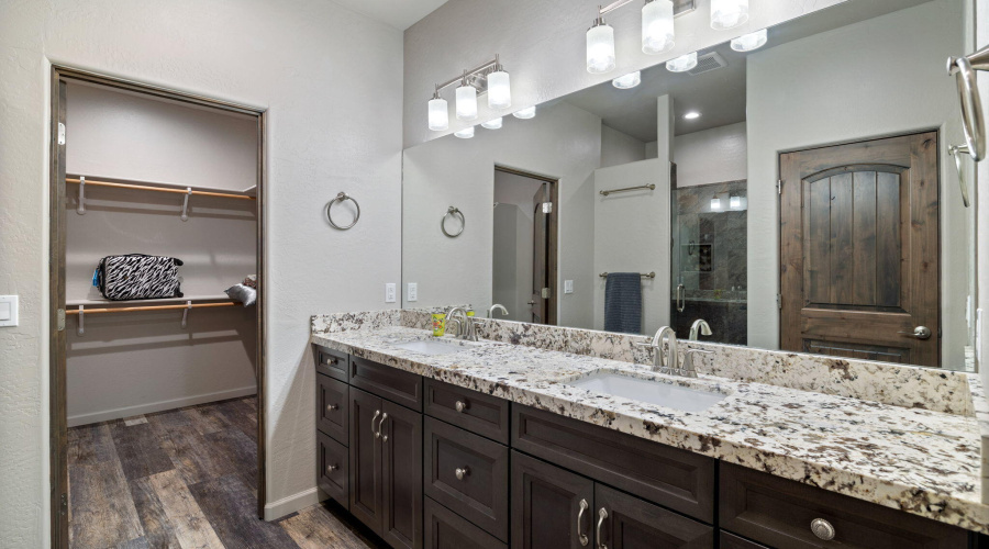 Primary bath with dual vanities