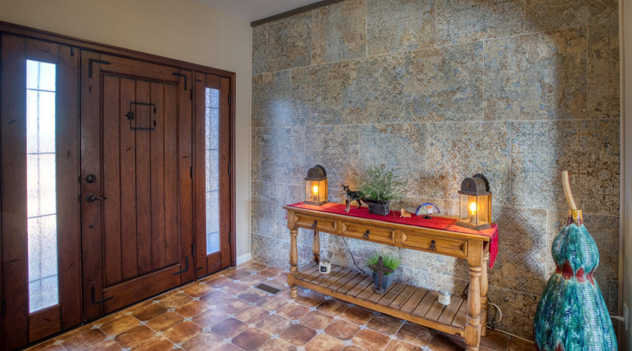 Foyer with Tile on Wall and Floors