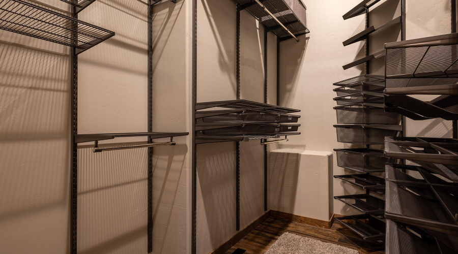 Master closet with shelves galore