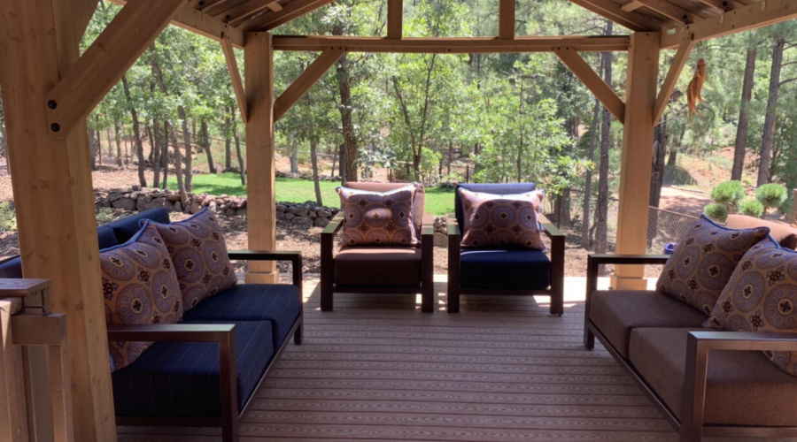 Large gazebo overlooking backyard