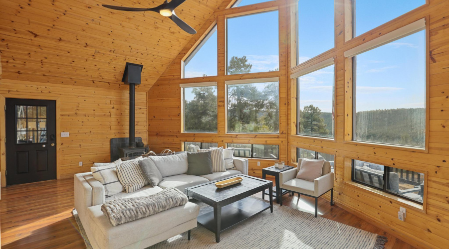 Living room with woodburning stove