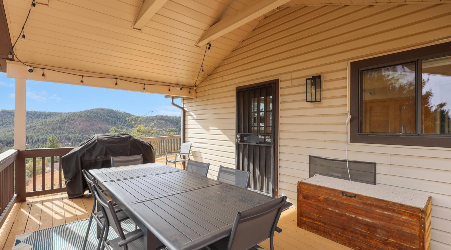 Covered deck on side of home