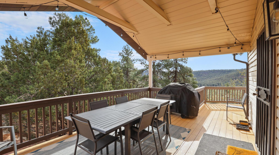 Covered deck on side of home