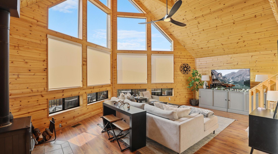 Living room with shades