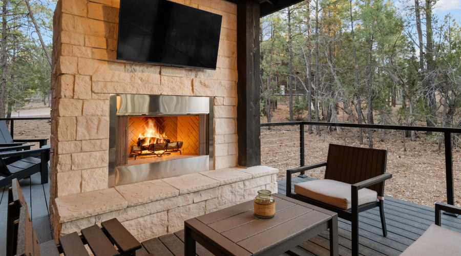 Back Covered Deck Fireplace