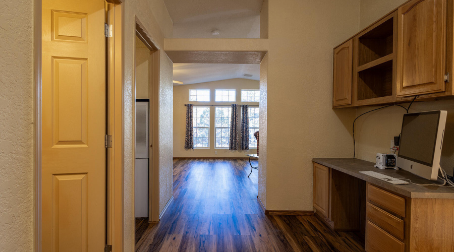 Hallway with built in desk