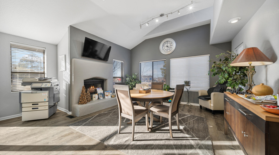 Entry Reception with Fireplace