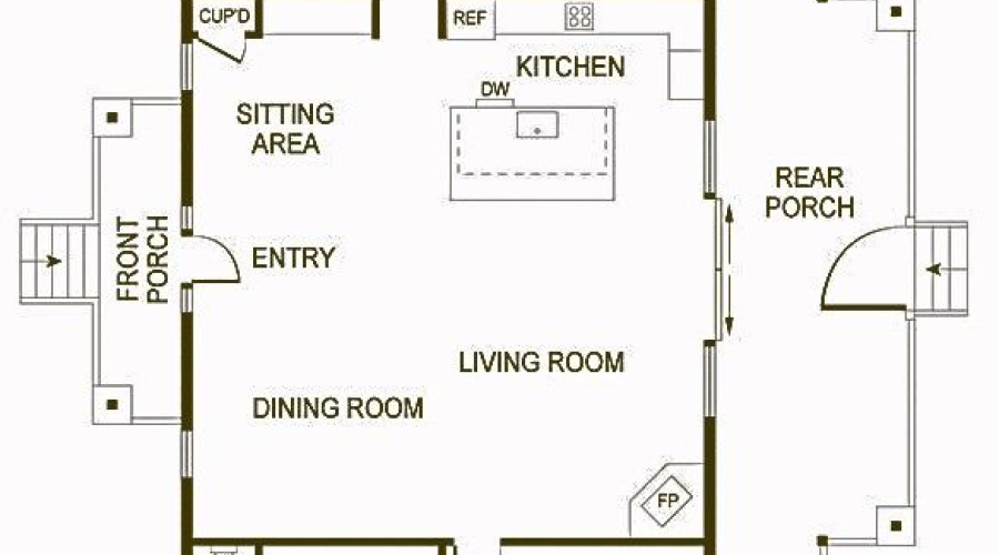 Main Home floor plan with decking. *Not to scale