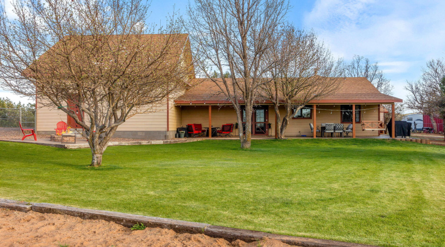 Volleyball court toward the house