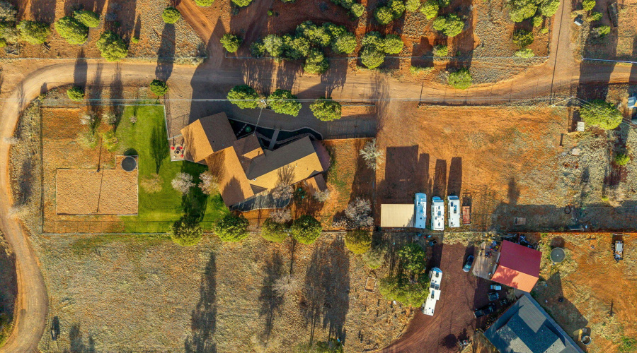 Aerial over home and acreage