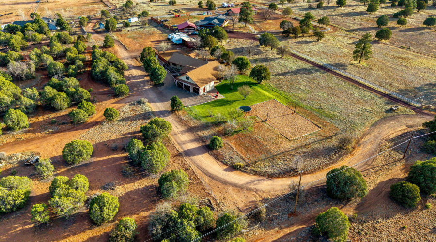 Aerial driveway to home