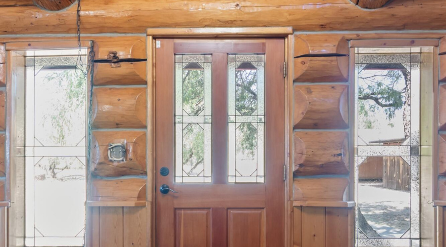 Entry features etched glass
