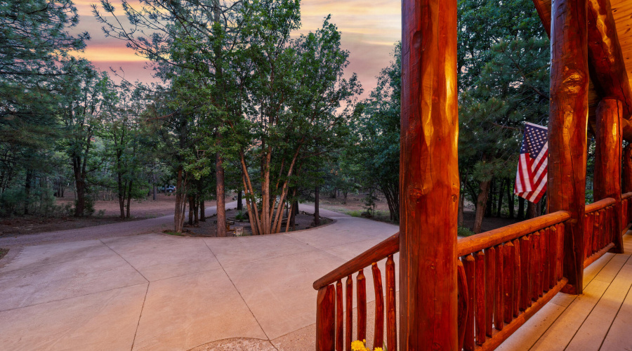 F driveway twilight view