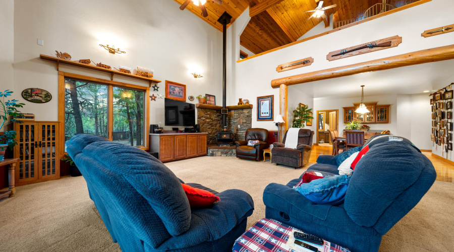 F family room view to dining room