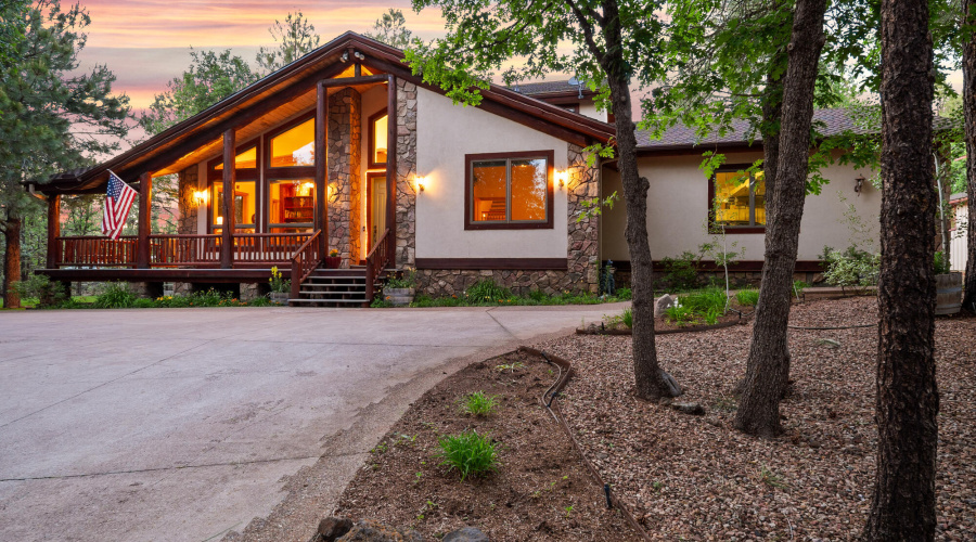 F front twilight view