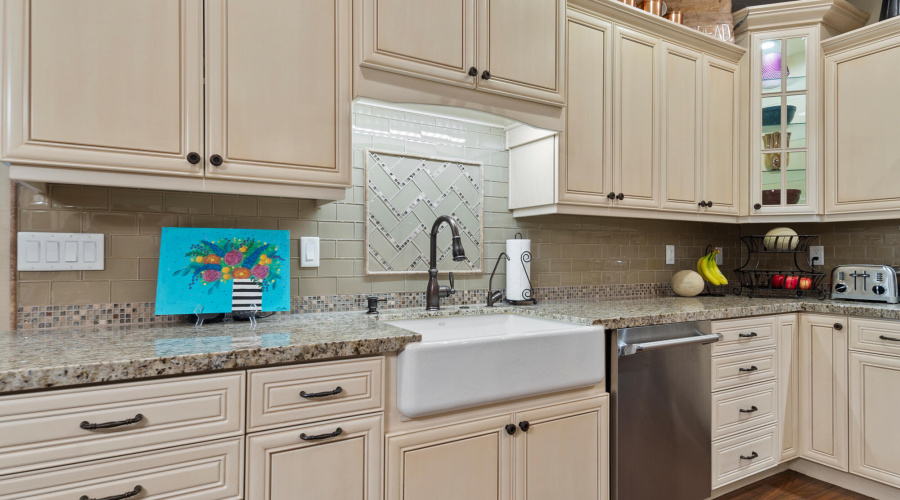 A kitchen farm style sink