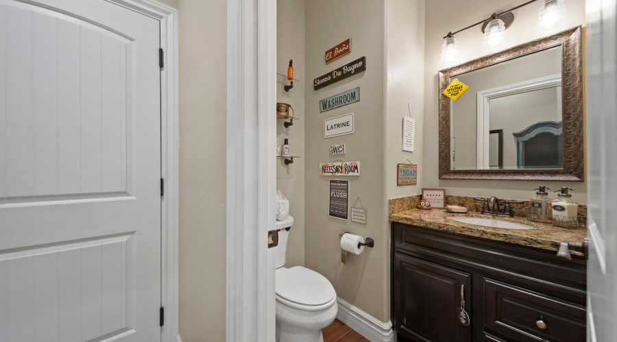 A powder room door to garage