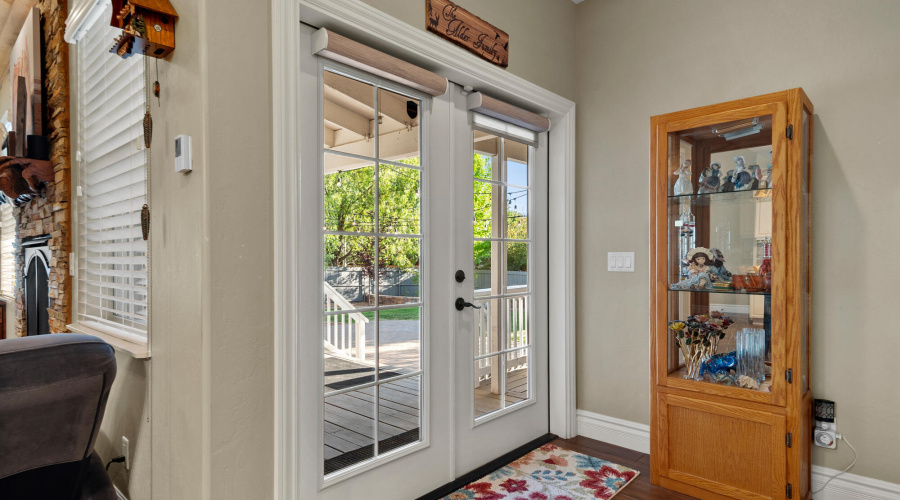 A french doors from dining area to deck