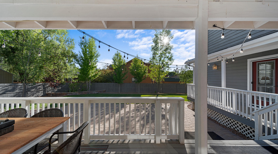 A deck view to back yard