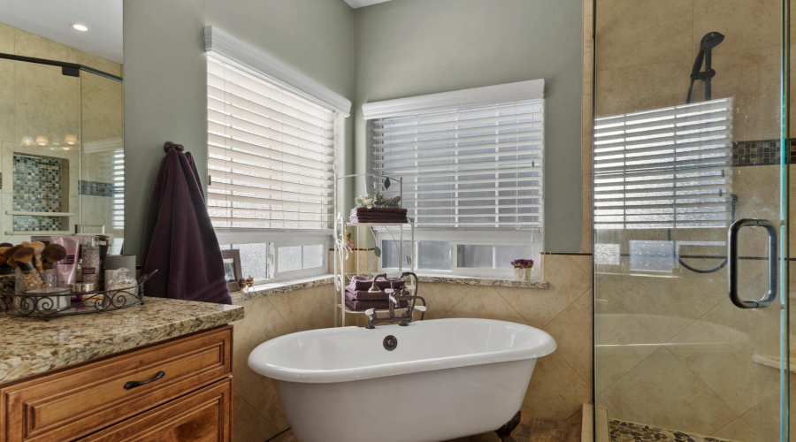 A master bath claw foot tub