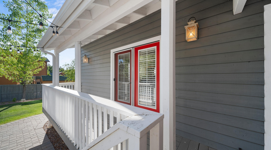 A master bedroom french doors to deck