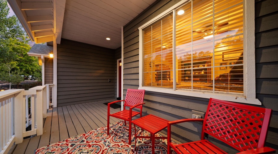 A twilight front porch