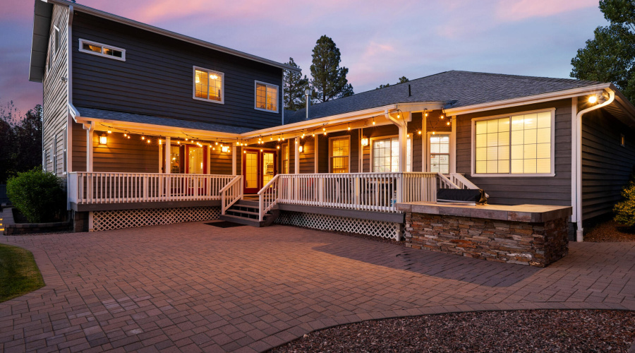 A twilight back house view