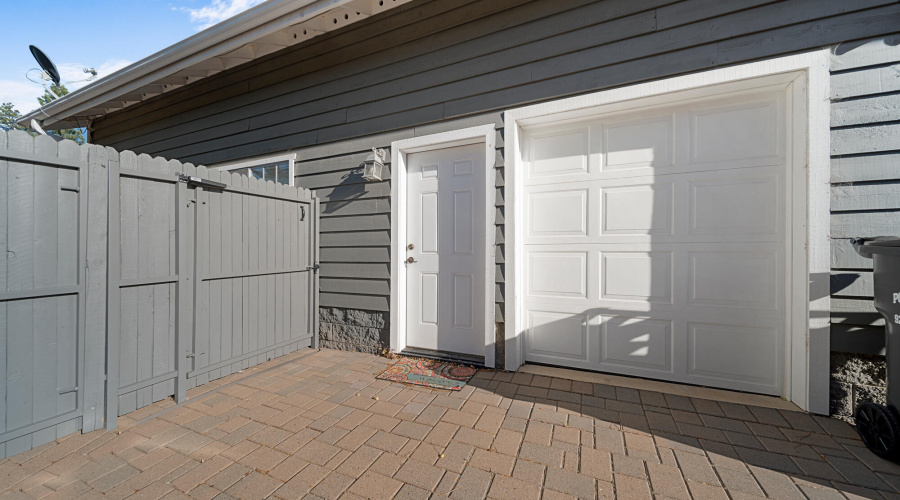 A utility garage and entry to garage in