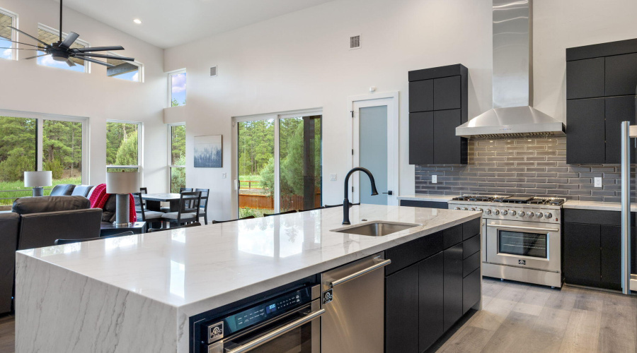 Large open kitchen with large island