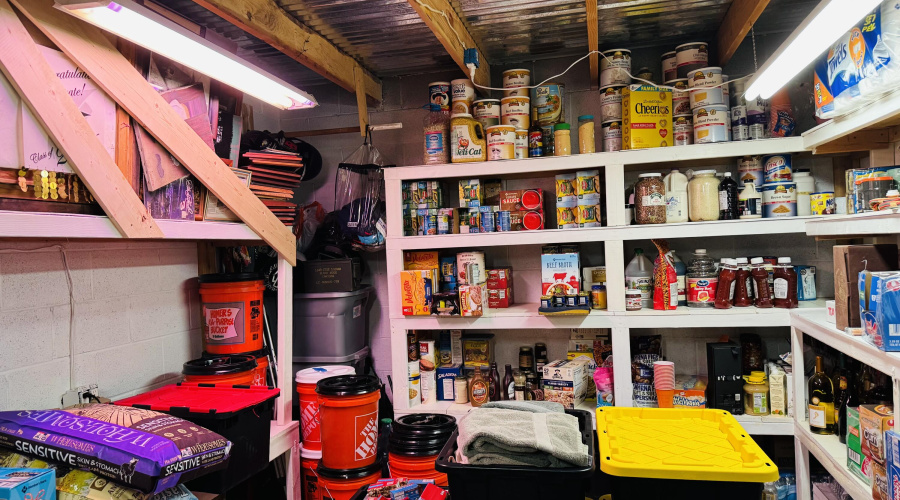 Inside concrete safe room