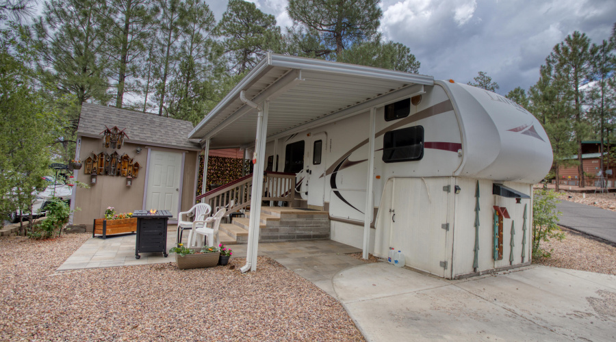 Covered Front Porch & Shed