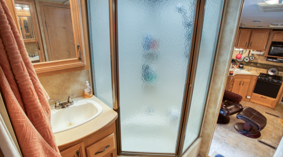 Bathroom Shower with a Tub Feature
