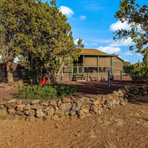 Front of log home