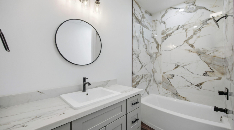 Custom granite guest bath