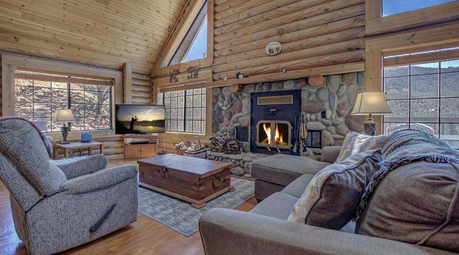 Cozy up by the fireplace